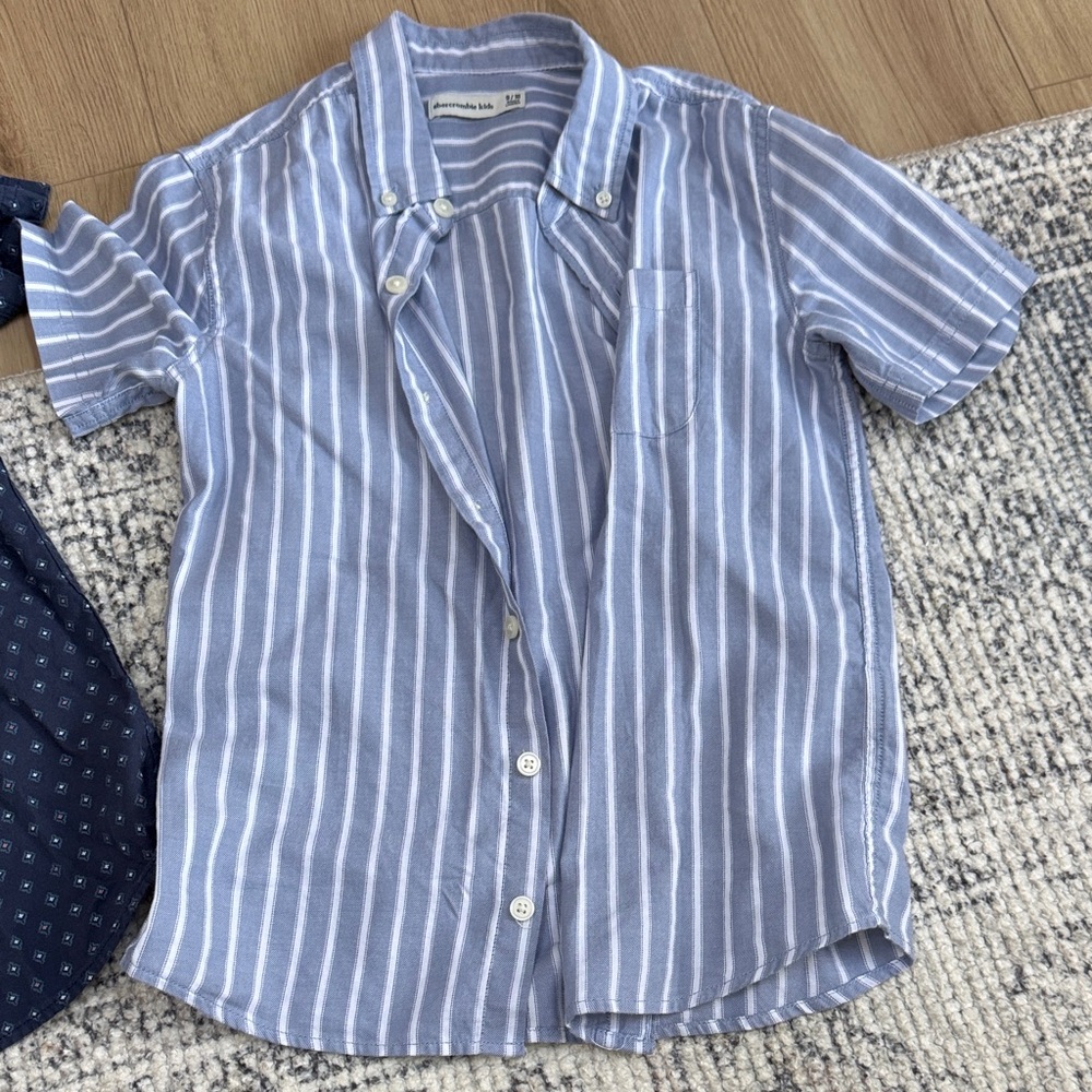 Old Navy Light Blue and White Striped Kids Button Down Shirt